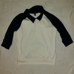 "Forever 21" size large black and white quarter sleeve shirt